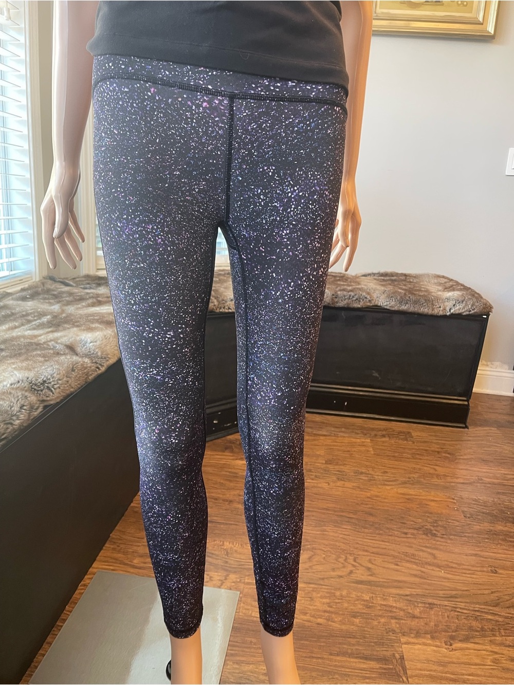 Lululemon Black Space-Dye Leggings with Purple Speckle